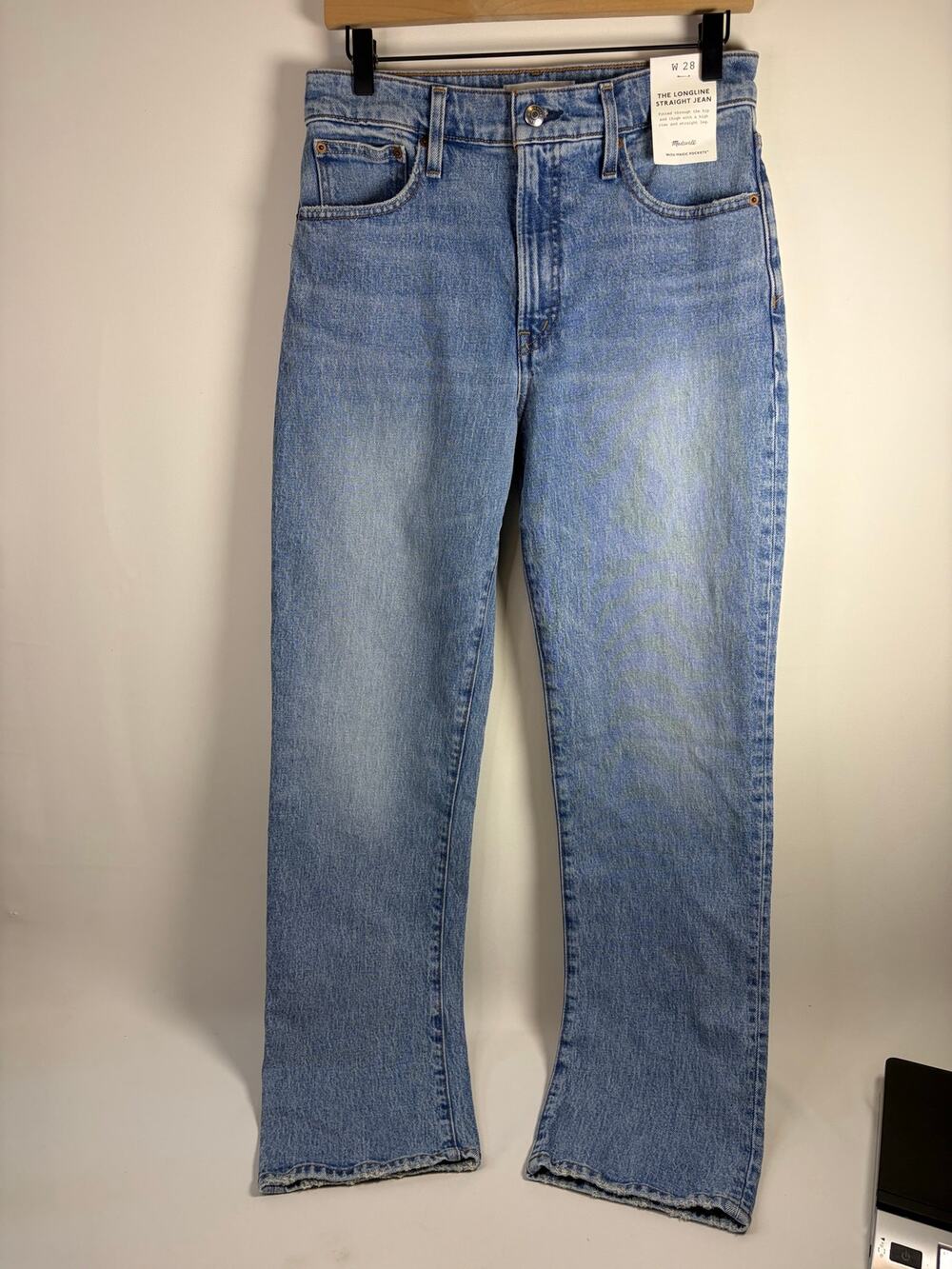 Madewell Longline Straight Leg Jeans - Light Blue